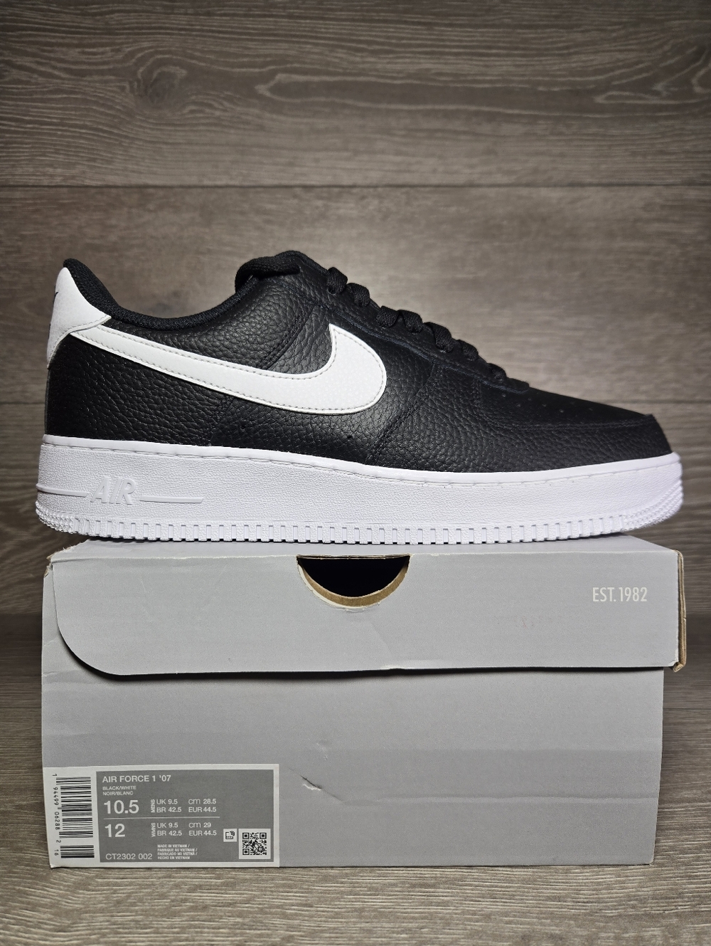 Nike Air Force 1 '07 Shoes Black White CT2302-002 Men's Size 10.5 NEW